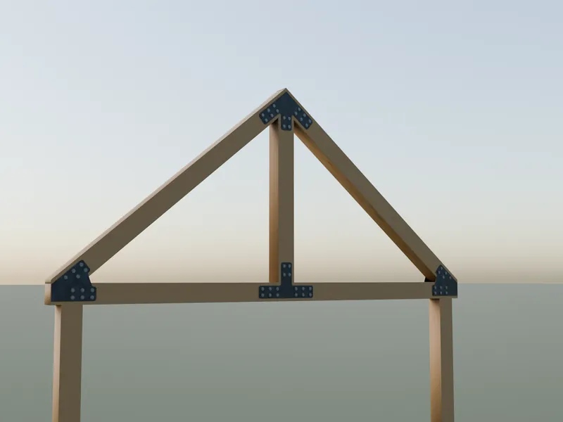 Rendering: brackets for a timber frame